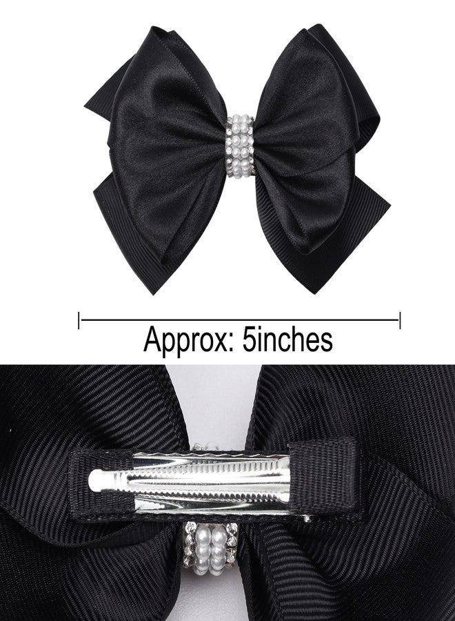 Zolyco Large Big 5 Inch Hair Bows for Girls Thick Ribbon Boutique Alligator Clips Hair Accessories for Baby Girls Toddlers Kids Teens 2 PCS (Black) - Image 4